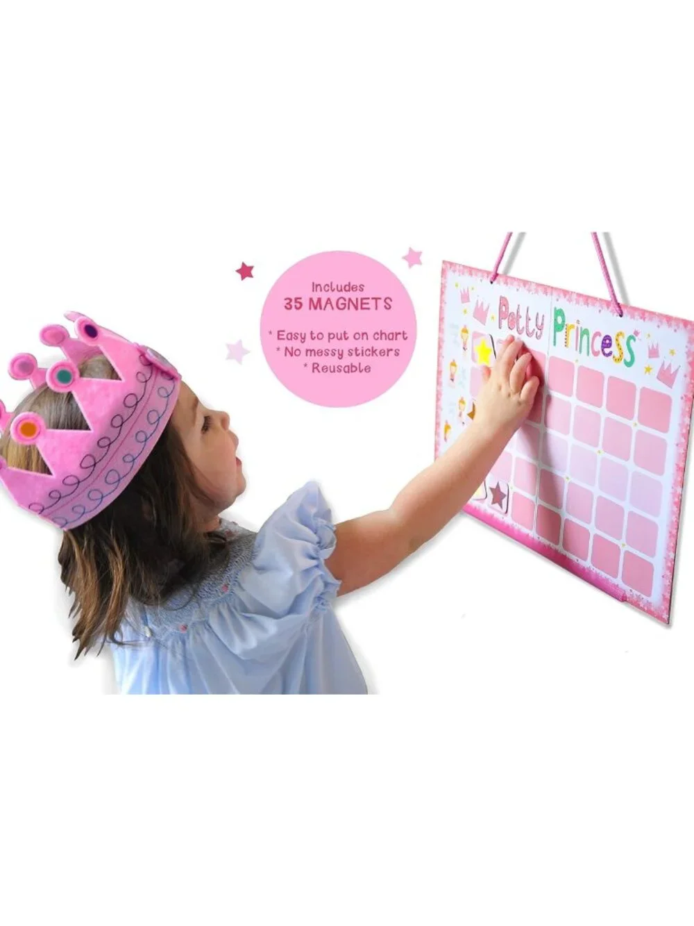 Potty Training Princess Set - 3-Piece Adjustable Kit with Magnetic Chart